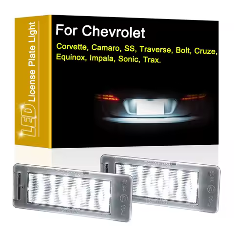 12V White LED License Number Plate Light Assembly For Chevrolet Corvette Camaro SS Traverse Bolt Equinox Impala Sonic Trax Cruze