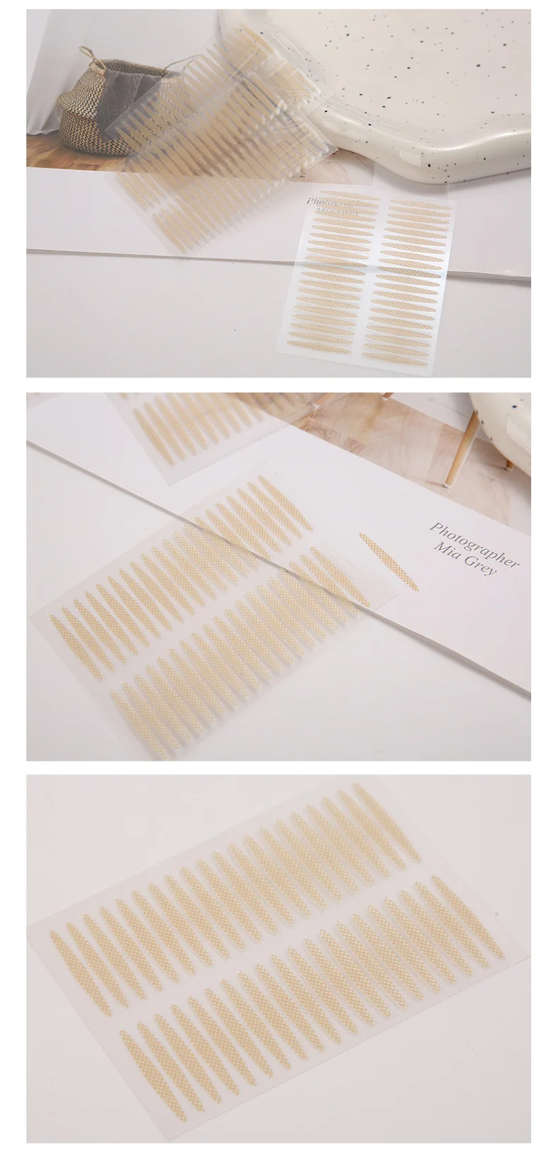 สติกเกอร์เปลือกตาสองชั้นที่มองไม่เห็นโปร่งใสตาโตธรรมชาติยกสติกเกอร์เปลือกตาสองชั้นลูกไม้ตาข่ายไร้รอย