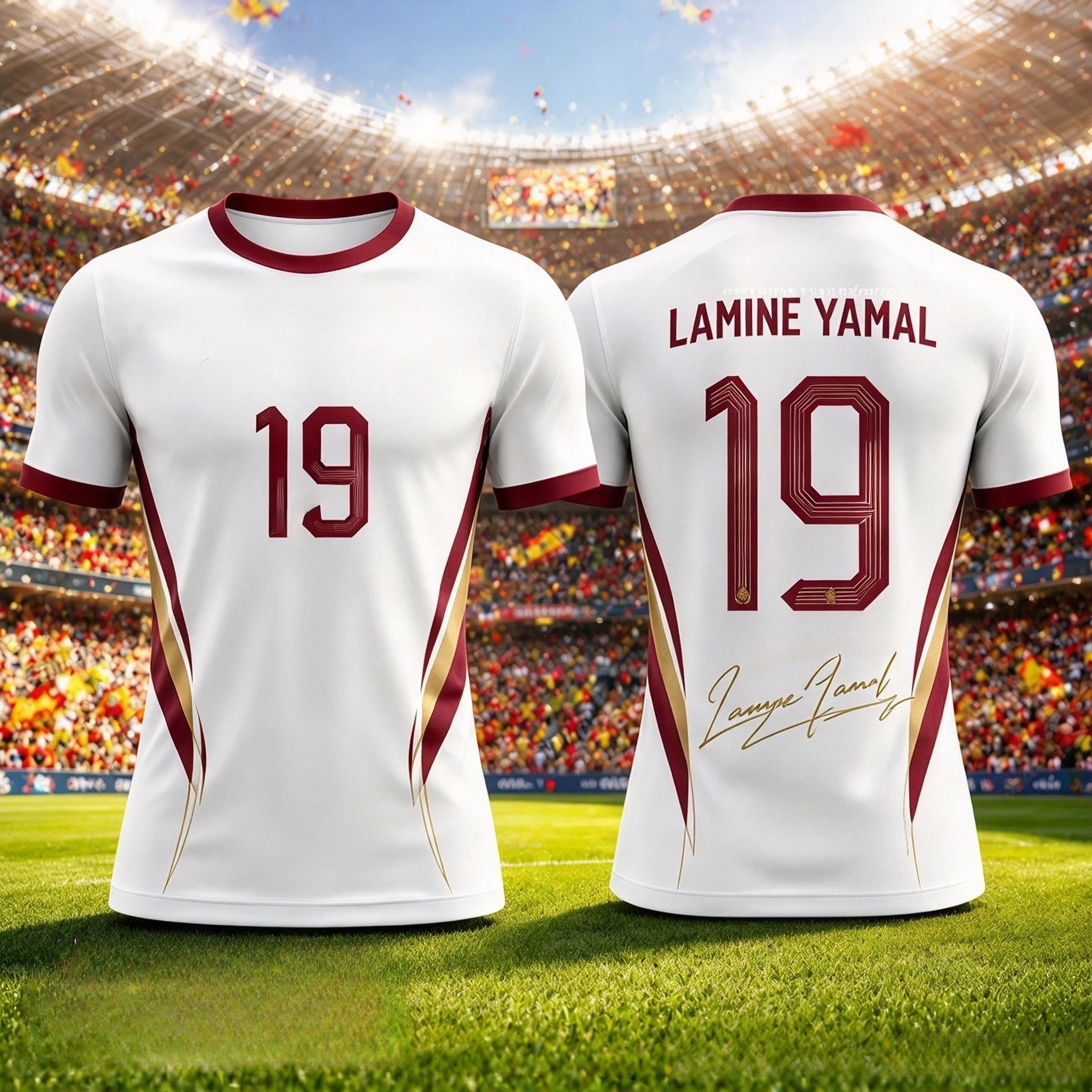 2026-27 Spain White Commemorative Soccer Shirt for Adults Men WomenComfortable Quick Dry Outdoor Football Training Tee Fan Top