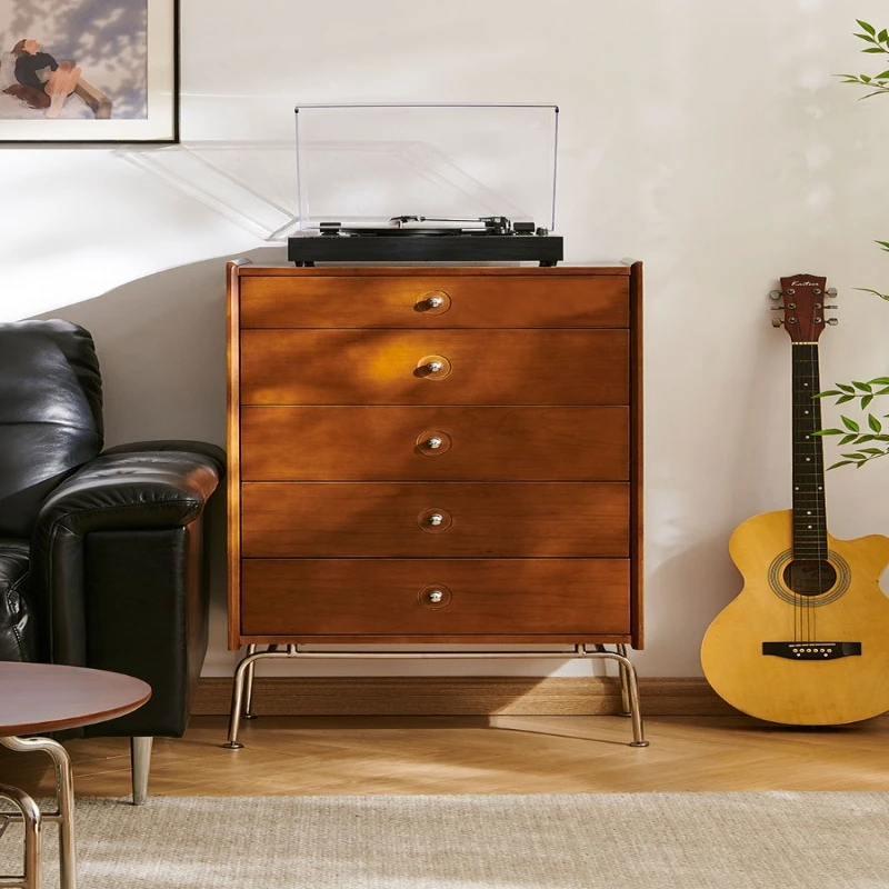 

Solid wood chest of drawers Nordic retro small apartment second-hand furniture living room storage cabinet Multi-functional