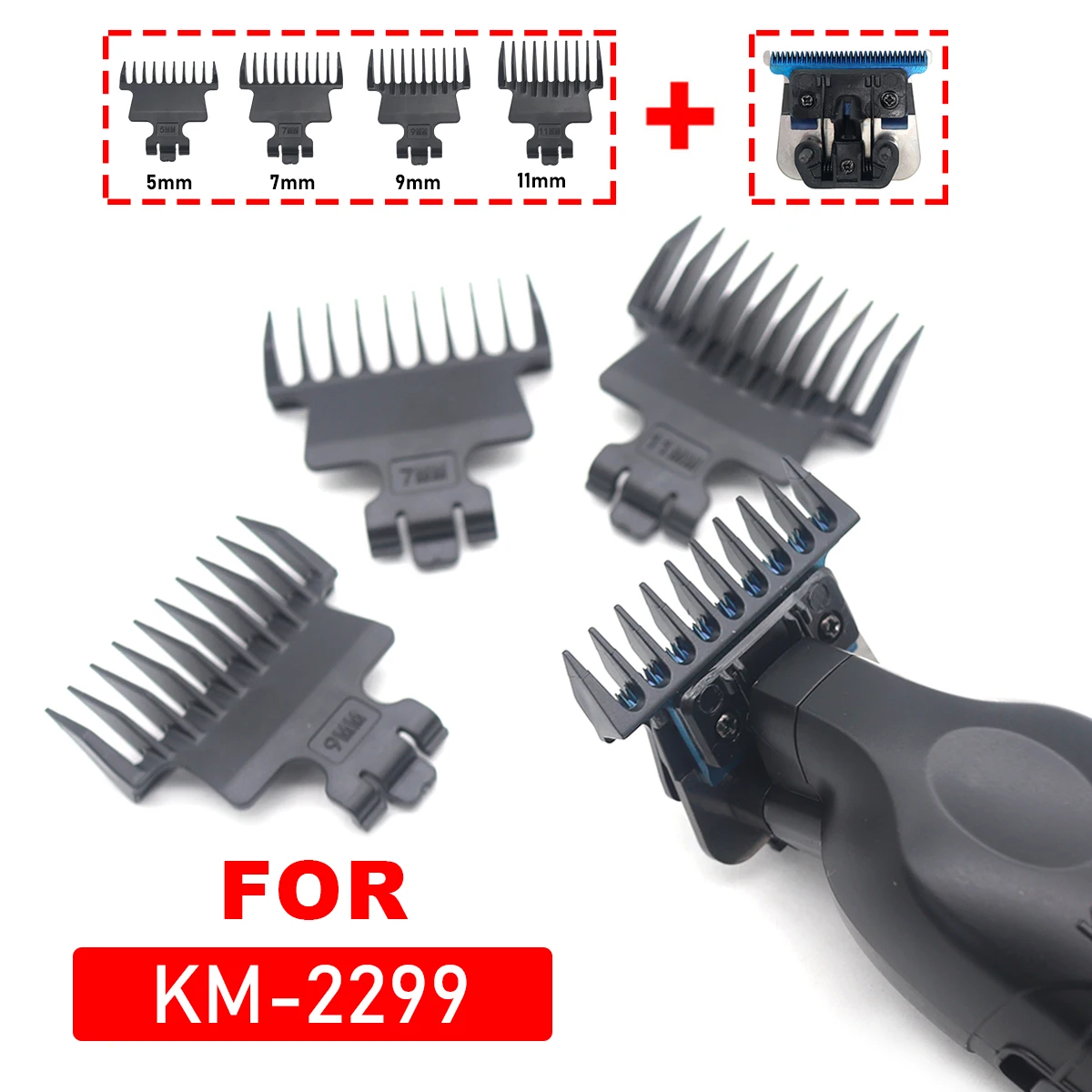 

For Kemei 2299 Professional Hair Trimmer Limit Comb Guards 5 7 9 11mm with Replacement Blade Hairdresser Accesories