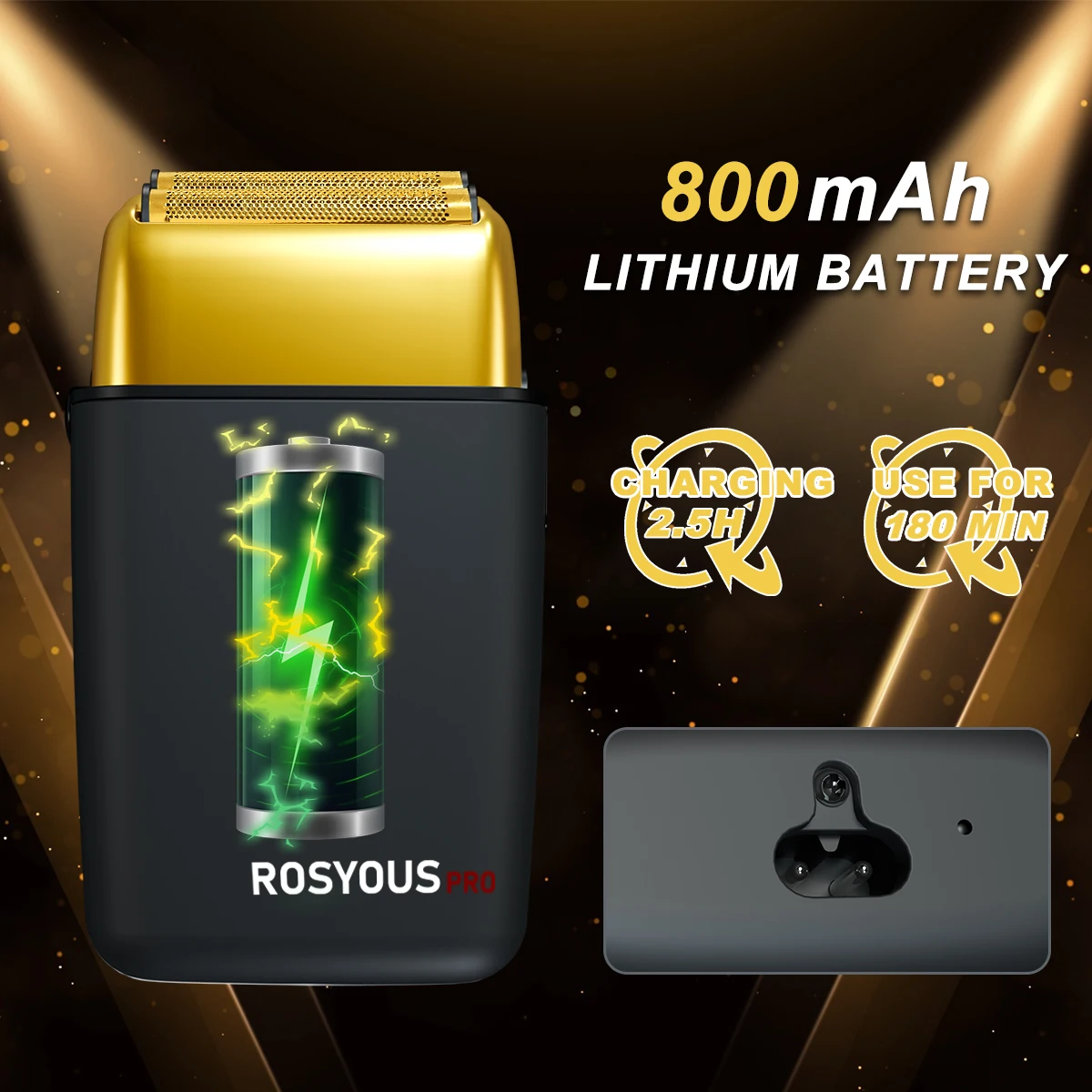 ROSYOUS RS620 tondeuse à cheveux professionnelle rasoir électrique pour hommes Double feuille 10000 tr/min Interface USB 800 mAh salon de coiffure