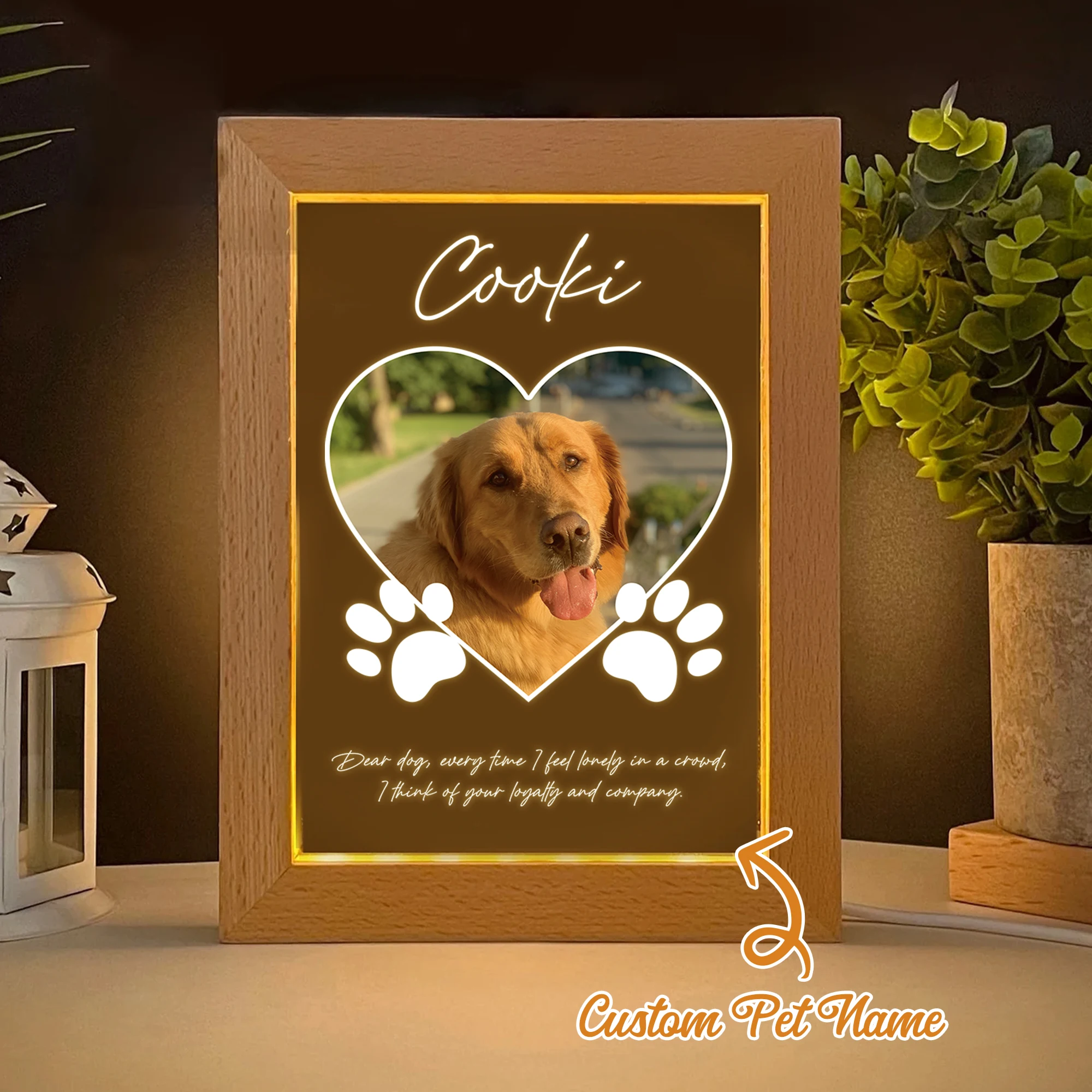 

Customized Love Puppy Name LED Night View Photo Frame Personalized Gift Family Living Room Bedroom Dining Room Home
