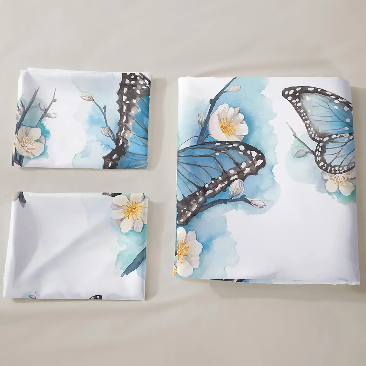 Fotografia 4: Conjunto de cama king size com borboletas azuis e roxas, capa de edredom estampada para meninas, crianças e adolescentes – conjunto completo de cama