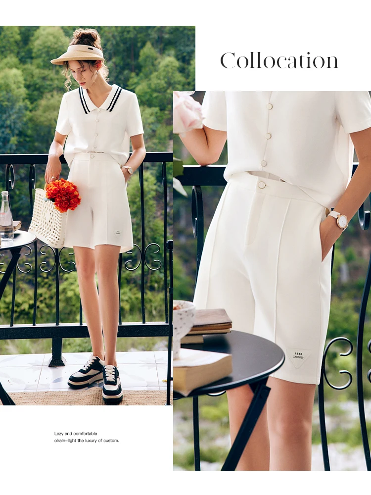 OLrain Women's Summer Shorts French Fashion White Casual Short Pants 2025 Ladies High Waist Knit Shorts Woman Clothes O22XK01008