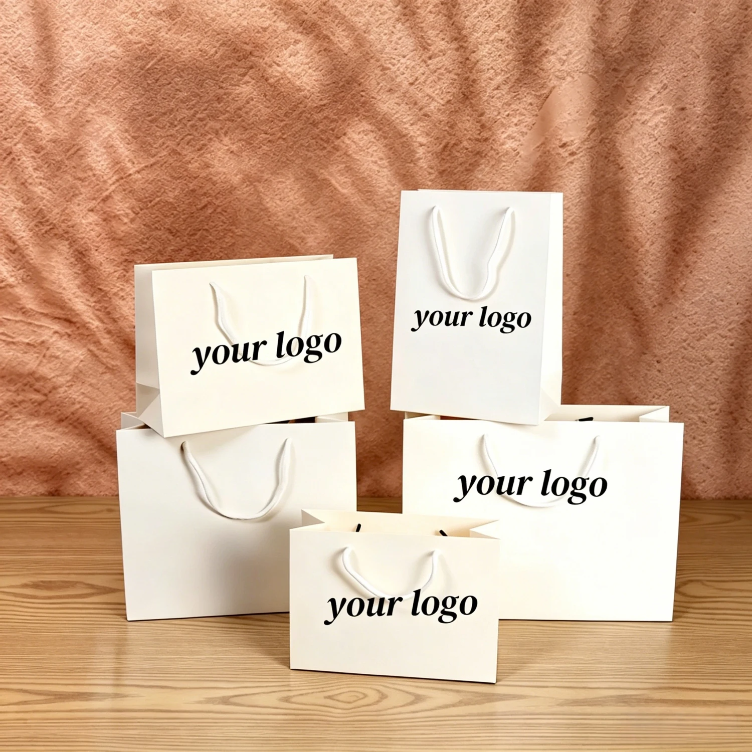 100x Paper Bag Gift Boxes Commodity Packaging Handbag Customize Logo With Frame ,Shopping Promotion Bags Wedding Gifts Wrapping