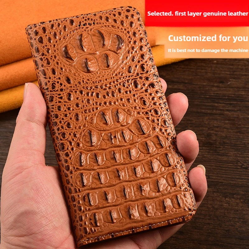 

Genuine Leather Flip Case for iPhone 17 Pro Max Crocodile Pattern Full Coverage with Card Slot Case for iPhone16 Pro15 14 13 Pro