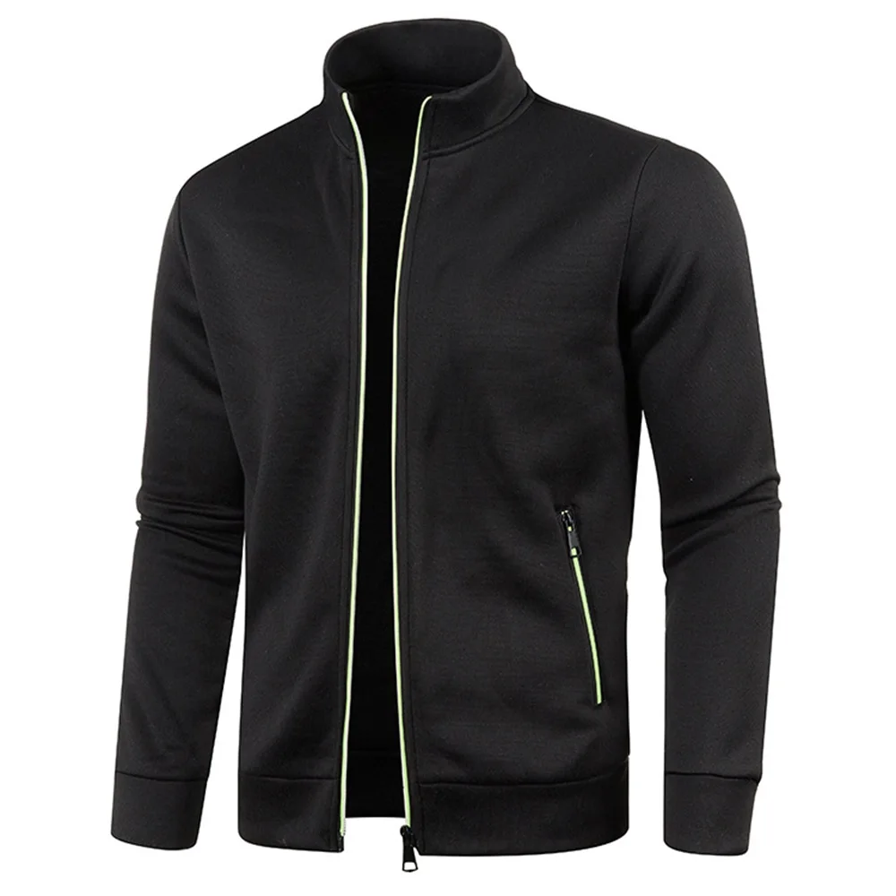 Men's Zipper Jacket Autumn Stand Collar Sweatshirts Long Sleeve Casual Coats Streetwear Male Fleece Sweater