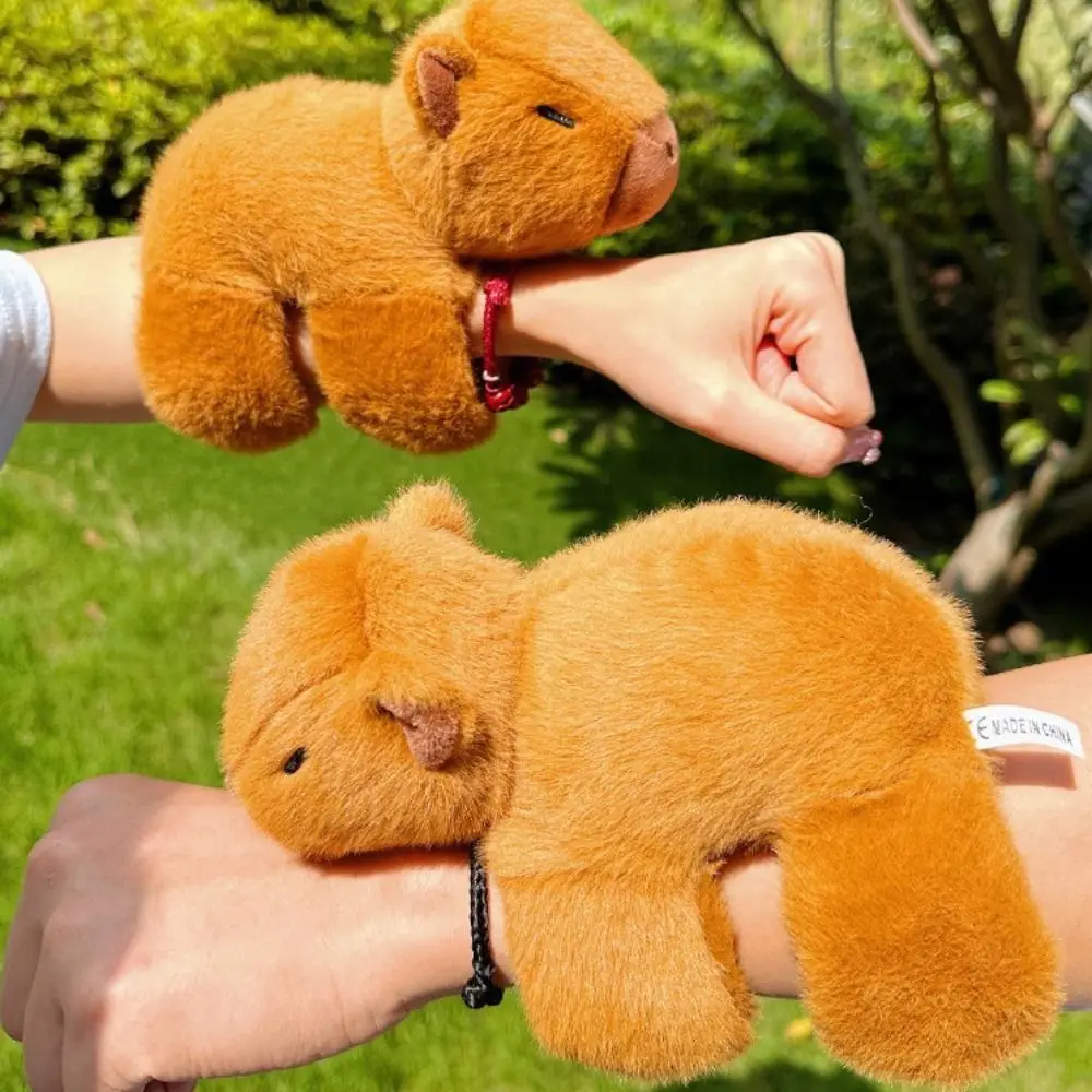 Capybara Rodent Slap Bracelet Series Simulation Wrist Style Plush Doll Slap Bracelet Pink Capybara Soft