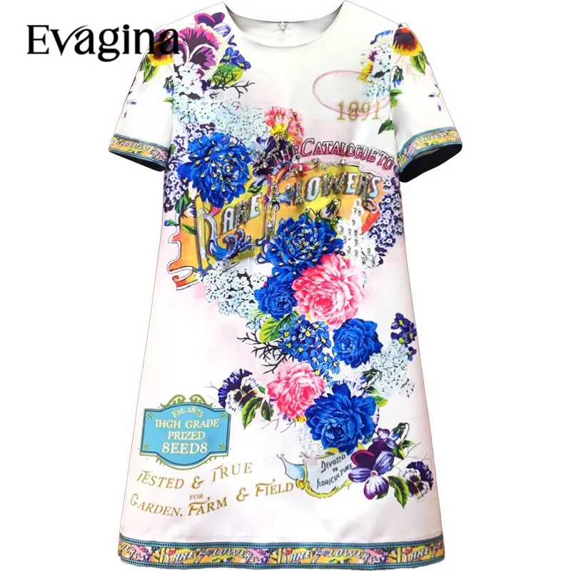 

Evagina Fashion Vintage Print High End Diamond Inlay Mini dress 2023 Spring Summer New Women's Short Sleeved Holiday Dresses