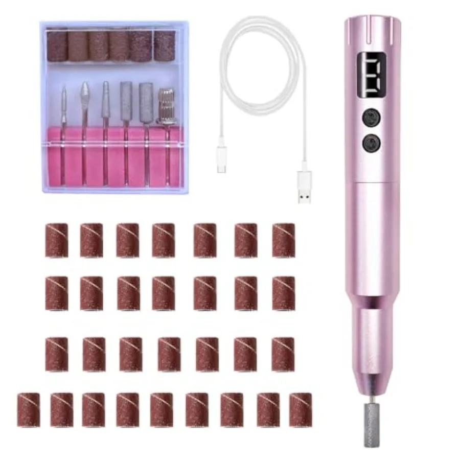 

Nail Drill Kit Electric Rechargeable Set Cordless Nail Art Grinding Machine Compact Professional Nail File for Gel Manicure Ped