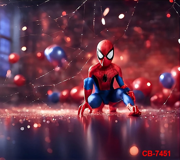スパイダーマンパーティーの背景バナー、スーパーヒーローのテーマ、子供の誕生日の写真ポスター、スタジオの壁の装飾