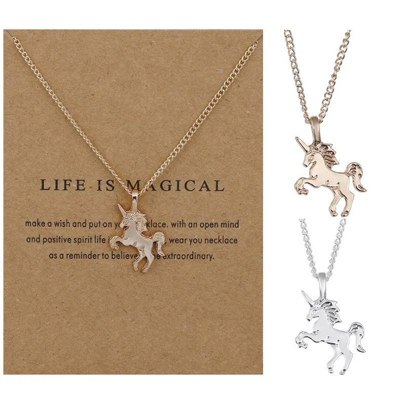 Promotional Unicorn Necklace Alloy Pony Creative Card Clavicle Chain Fashion Gift For Women Lovers Jewelry Wholesale