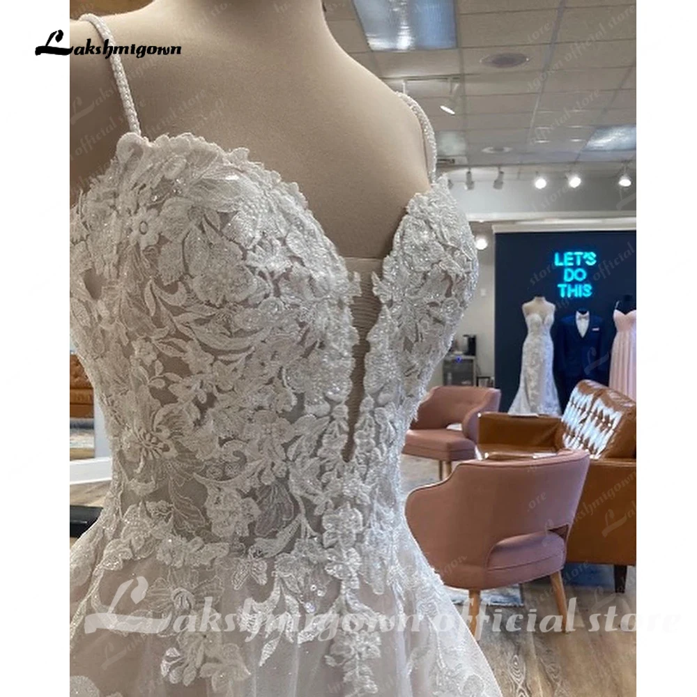 Lakshmigown женское пляжное свадебное платье в стиле бохо Vestido Novia индивидуальное гражданское тюлевое платье невесты с кружевными бусинами на бретельках