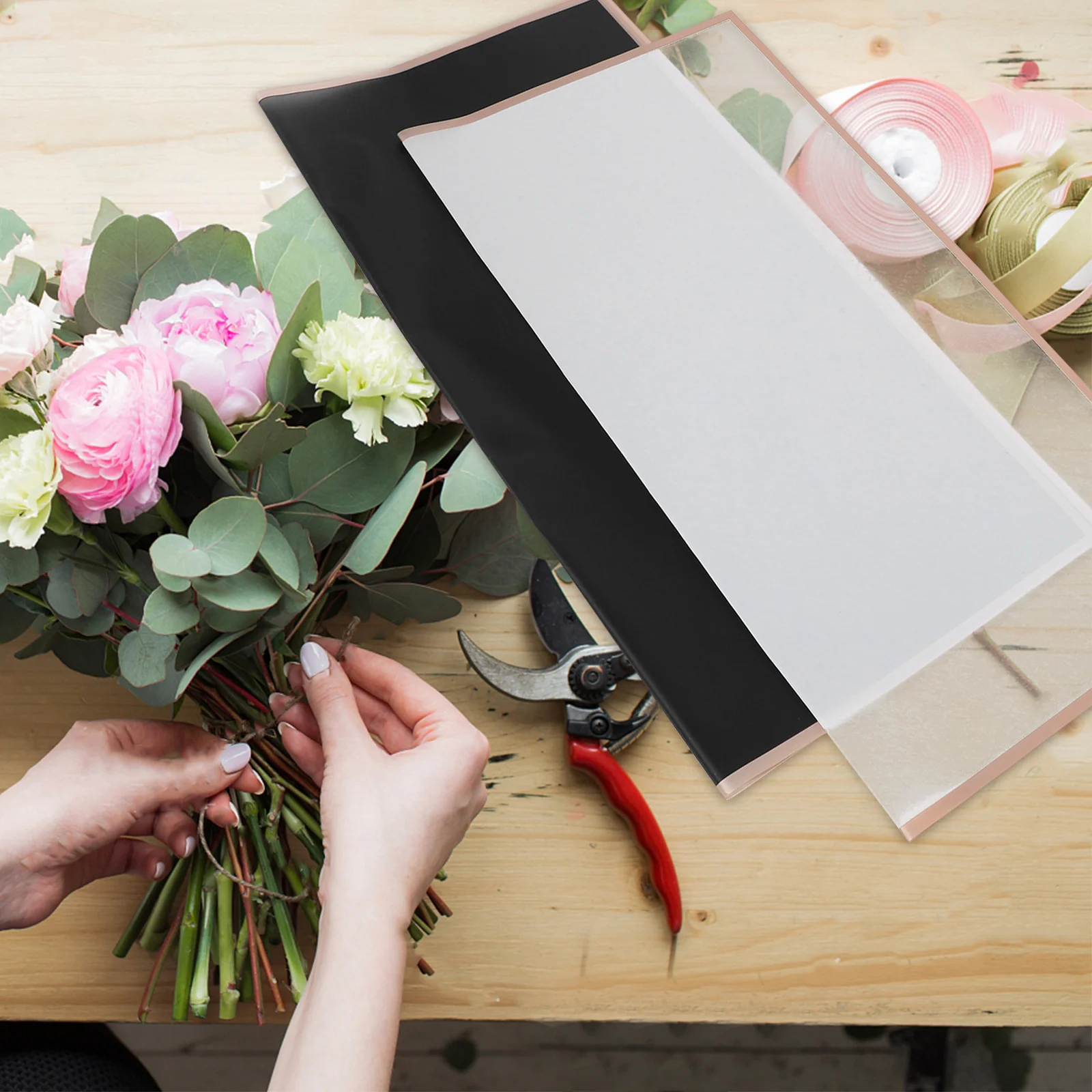 40 hojas de película impermeable para envolver ramo Floral, envoltura de flores decorativa brillante para regalo de despedida de soltera de San Valentín