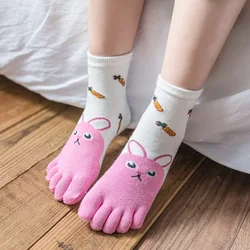 2024 New Kids Socks For Girls Boys 3-12Years Cotton Five Fingers Print Children's Boy Girl Sock Cartoon Casual Four Seasons Sock