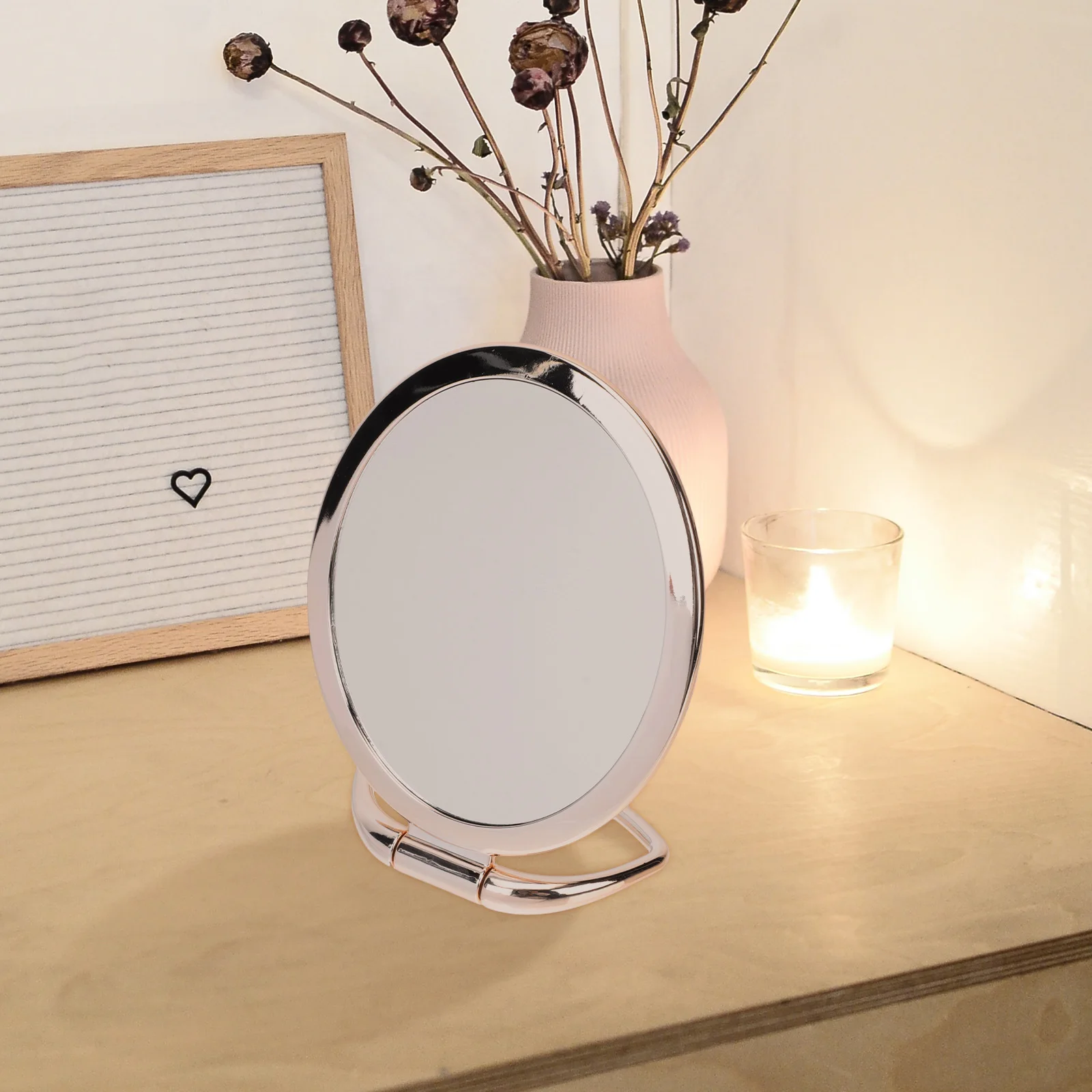 

Chic Table Mirror 1Pcs Foldable Two-Sided Makeup Tool High Definition Clear Surface Ideal for Daily Use and Gifting