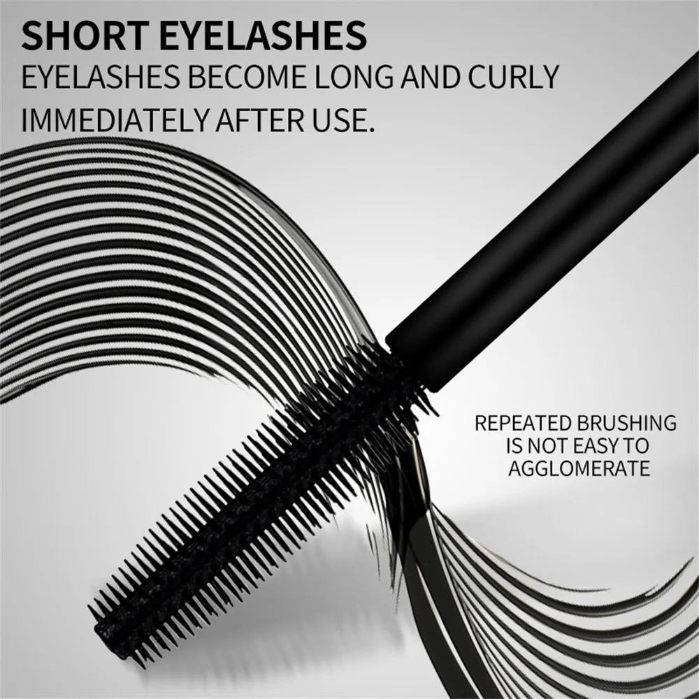 黒い繊維マスカラ、まつげを長くしてふっくらさせ、汚れがなく、長持ちし、厚く、カールし、メイクを落とす必要はありません。