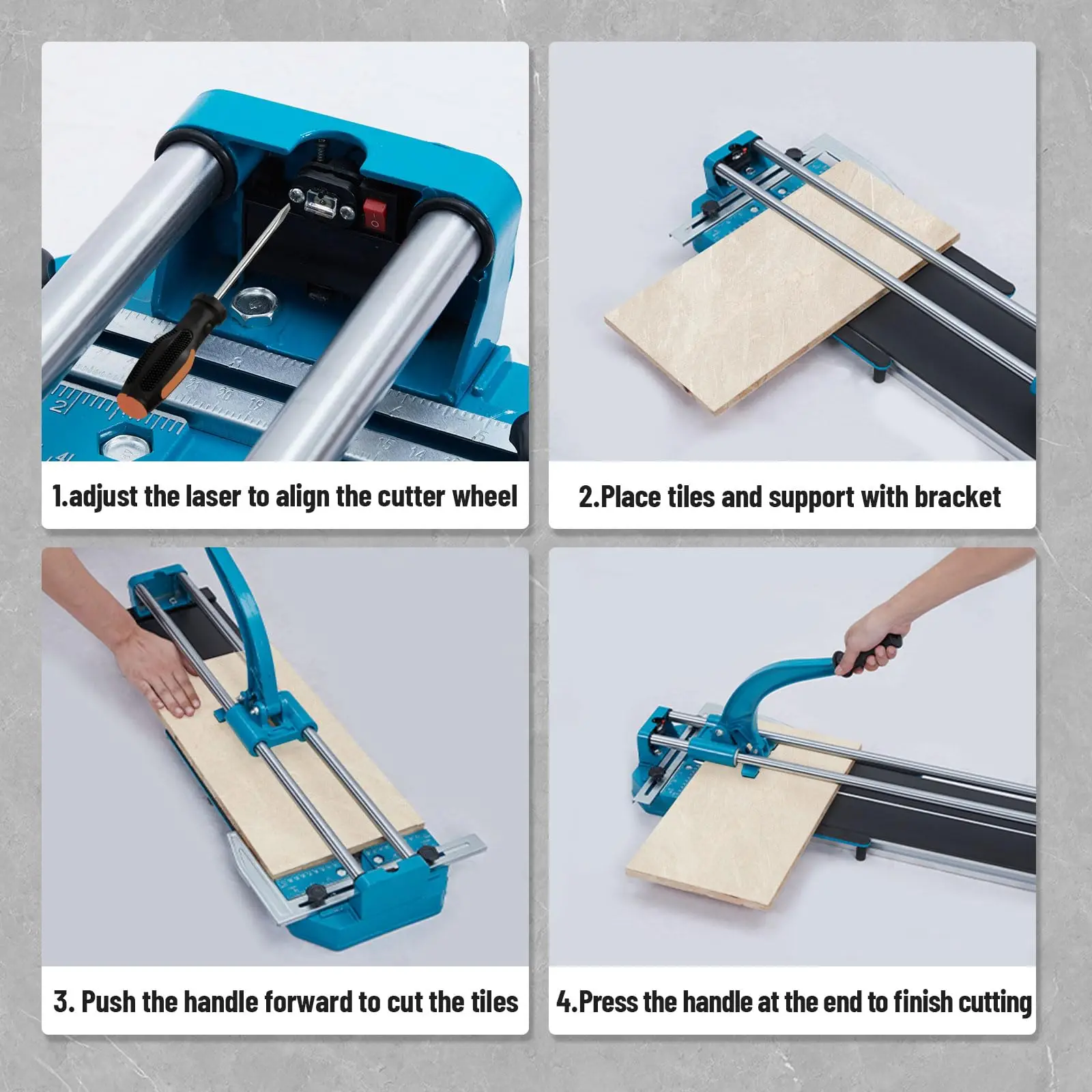 Manual Tile Cutter,24 Inch With Tungsten Carbide Cutting Wheel,Infrared Positioning, Precise Tile Cutter Tools (double rails)