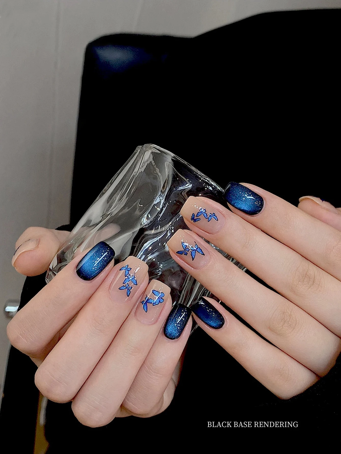 1-8 Uds. Esmalte de uñas en Gel con forma de ojo de gato con cuentas de vidrio azul, juego de esmaltes de uñas en Gel azul transparente con Flash para otoño e invierno, suministros para decoración de uñas