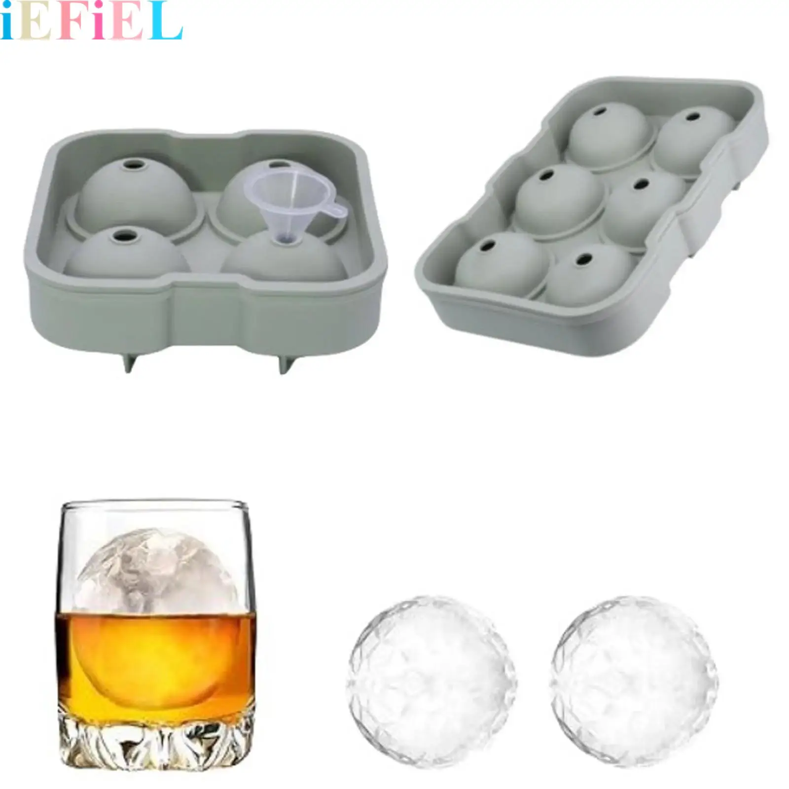 

Silicone 4 Grids Ball Ice Mold Maker Easy Demould Soft Ice Mold Trays for Making Whiskey Cocktails Juices Coffee Accessory Tools