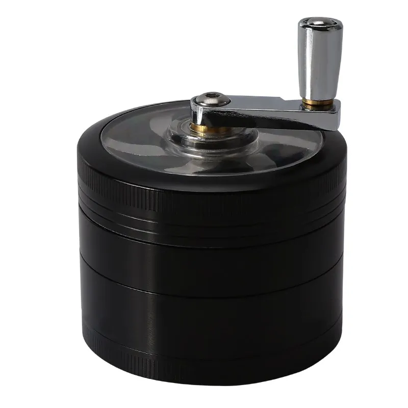 Hand Crank Tobacco Mill Grinder Zinc Alloy Crusher 4Parts 60MM Pipe Smoking Grinder Herb For Cigarette Accessories