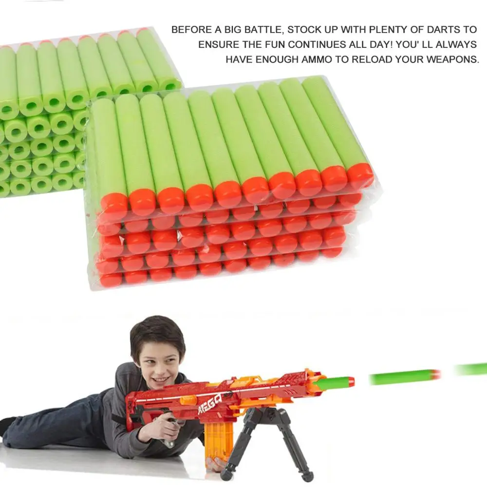 Pistola de juguete de balas blandas Nerf para niños, dardos de esponja de repuesto de cabeza redonda, 7,2 cm, 100 piezas