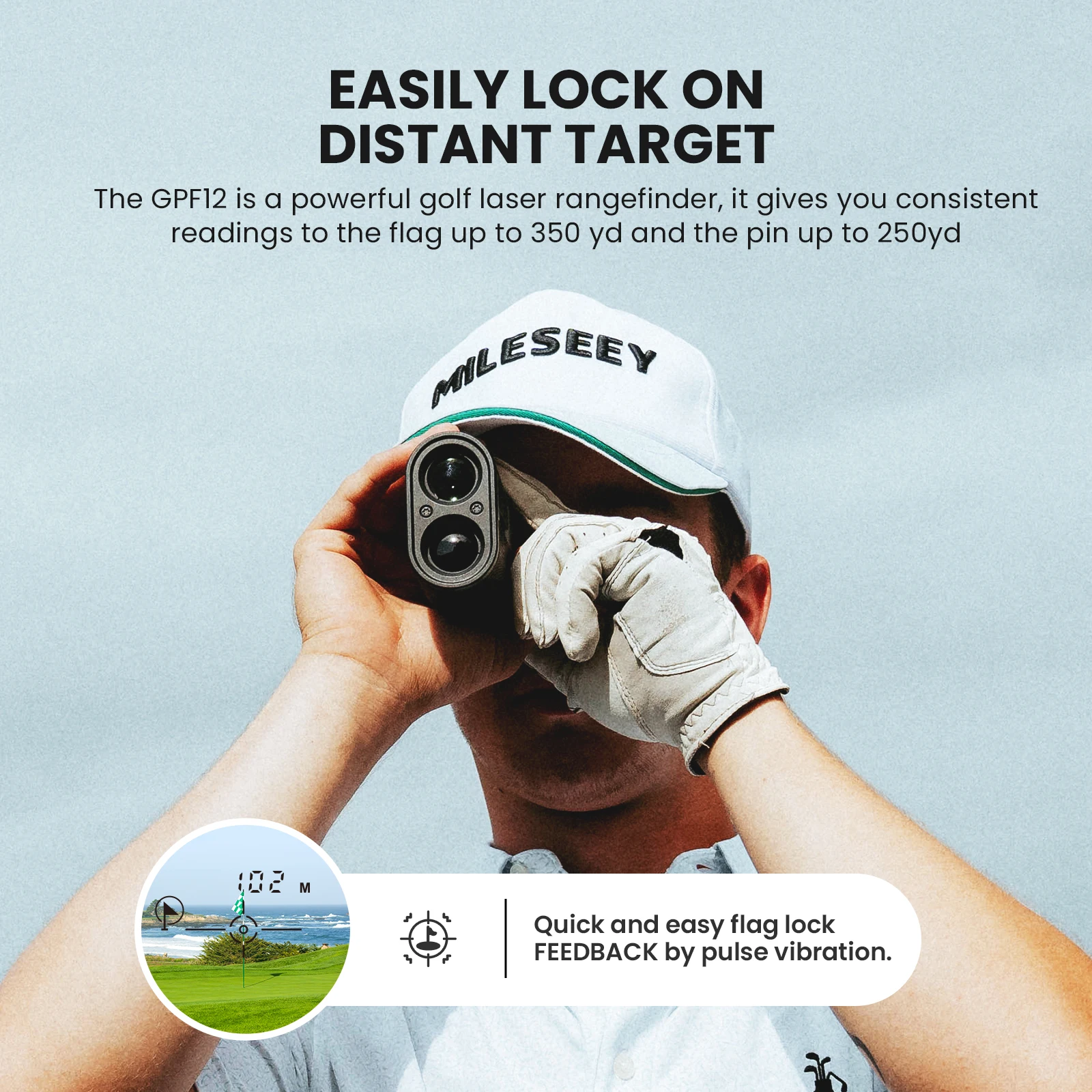 MILESEEY Range Finder GPF12,Professional Rangefinder with Bite Magnetic Mount, Flag Lock,Vibration, Slope Switch,Fast Delivery