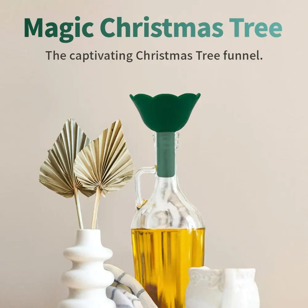

Kitchen Funnel Bpa-free Foldable Silicone Christmas Tree Funnel Set Bpa Free Kitchen Gift for Liquid Transfer Jars for Bottles