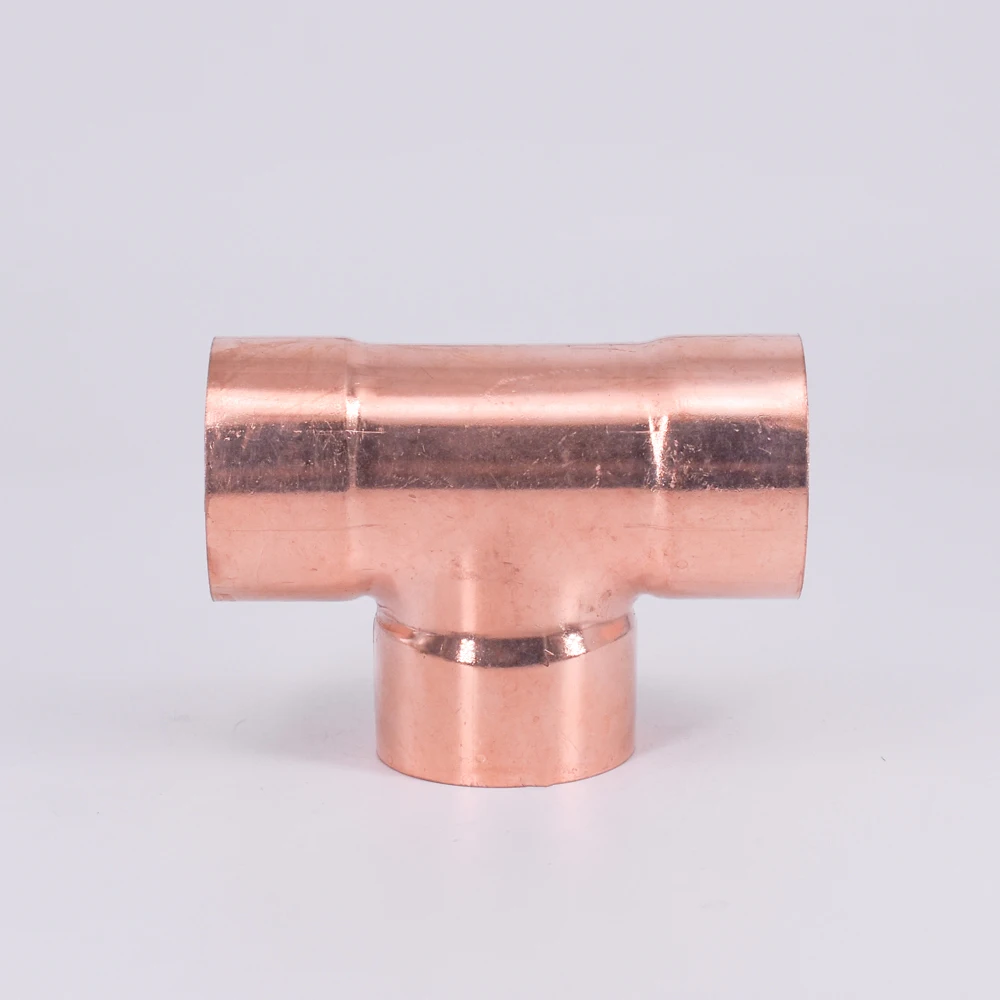 54 67 76 89 108 133 159mm ID 99.9% Copper End Feed Solder Tee 3 Ways Plumbing Fitting Coupler For Air Condition