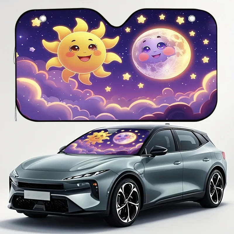 1 Pcs Playful Design Sun Shade For Car Windshield, With 4 Free Suction Cups, Easy Installation, Suitable For Rvs And Suvs