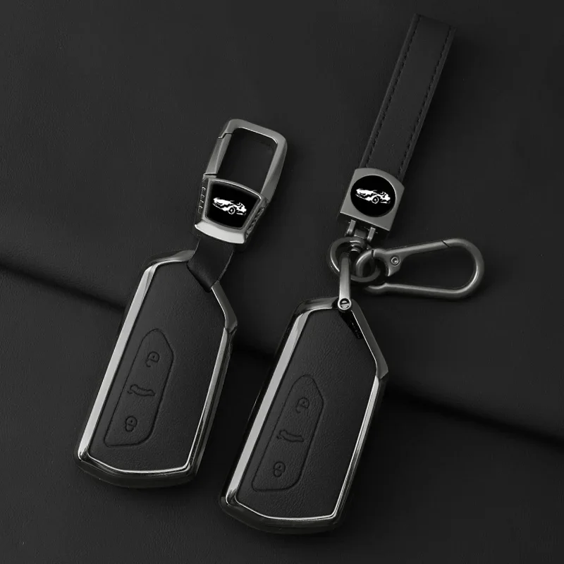 Metal Leather Car Key Case Cover For Volkswagen VW Golf 8 MK8 ID-4 ID-6 For Skoda Octavia A8 For Seat Leon FR MK4 Cupra Keychain