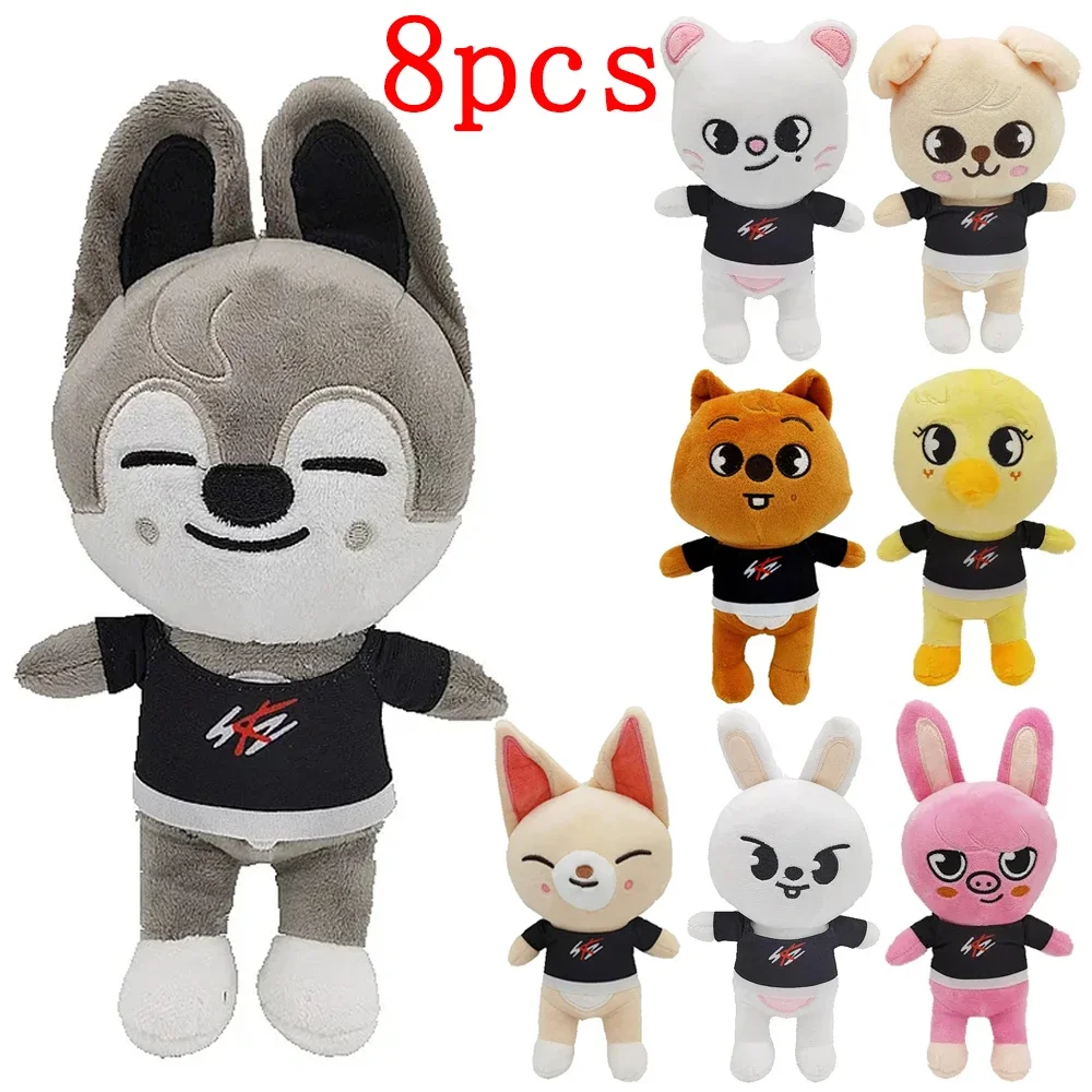 Skzoo 20cm 8pcs/set Plush Toy Kawaii Stray Kid cute Plush Cartoon Stuffed Animal Doll Kawaii Companion for Kids Adults Fans Gift