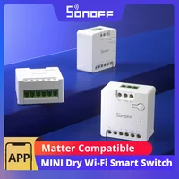 SONOFF MINI-D contacto seco WiFi interruptor inteligente ESP32 Chip Matter Compatible entrada AC/DC 1-10 Uds conjunto escena inteligente a través de eWeLink Alexa