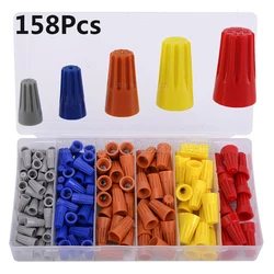 158Pcs Practical Electrical Wire Connection Screw Twist Connector Cap Box Insert Kit Nut Spring Quick Connection Wire Terminal