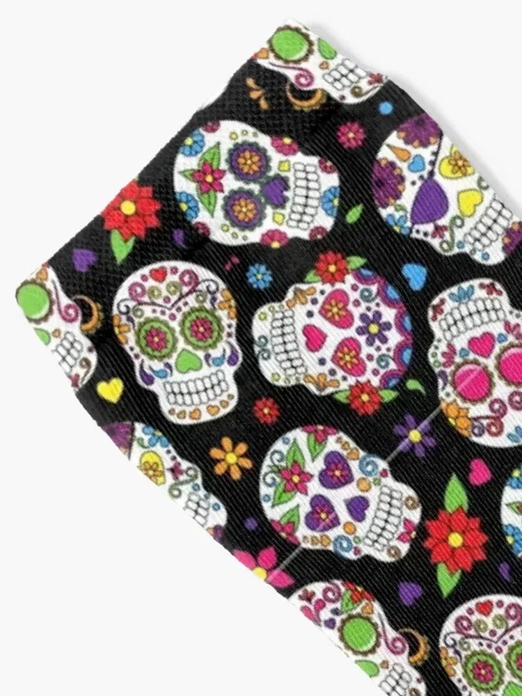 Sugar Skull Flower Black Pattern Socks warm winter Running kids Climbing Mens Socks Women's