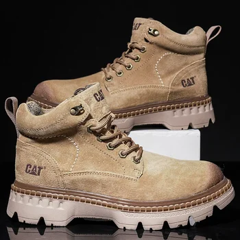 品質のメンズブーツ本革メンズハイキングブーツ新しい快適なソフト耐摩耗性男性プラットフォームシューズ Bota Ş Para Hombre