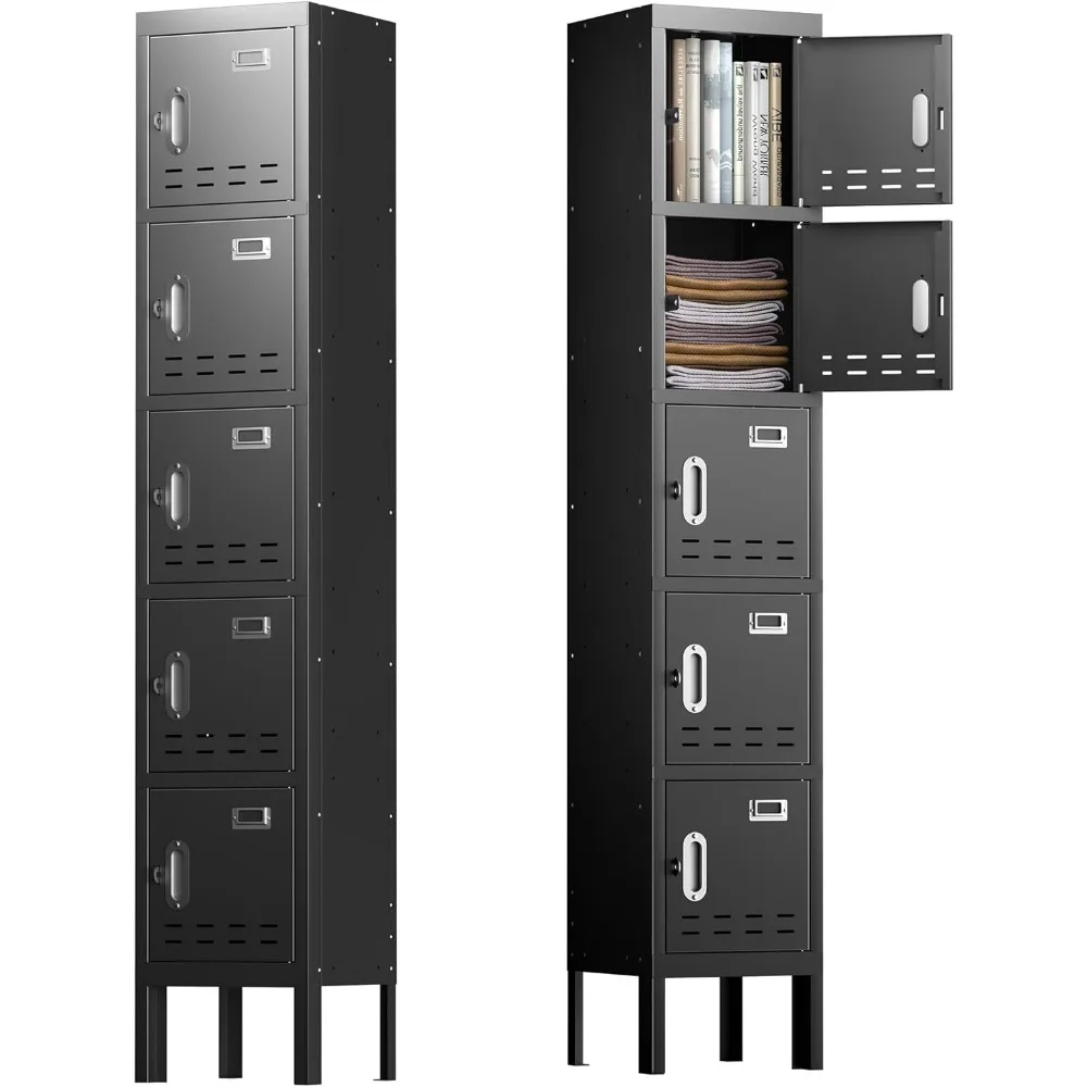 

Locker Metal Storage Cabinet, Steel Office Storage Lockable Lockers for Employees Kids School Gym Home Garage Locker with Mirror