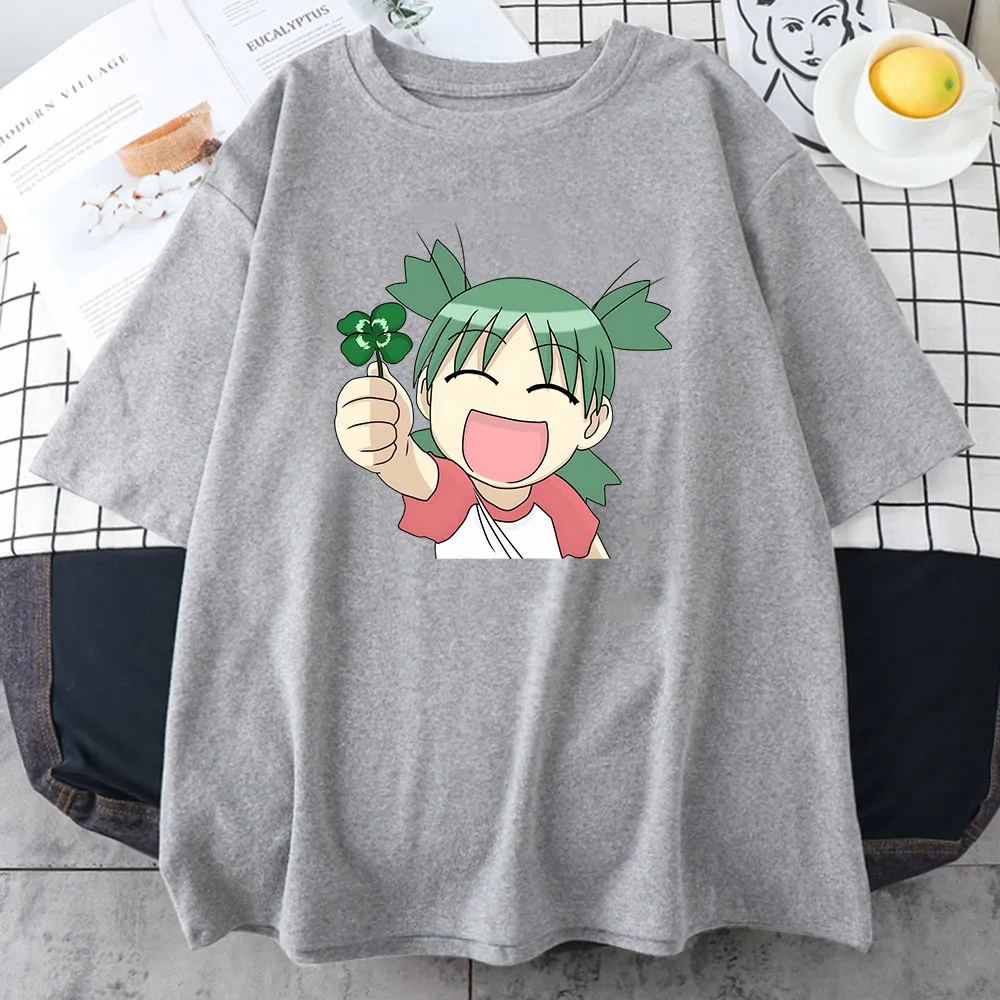 Azumanga Daioh Yotsuba T-shirt donna Cartoon Harajuku Kawaii/cute Fashion magliette 100% cotone magliette Lucky Clover Happy Smile