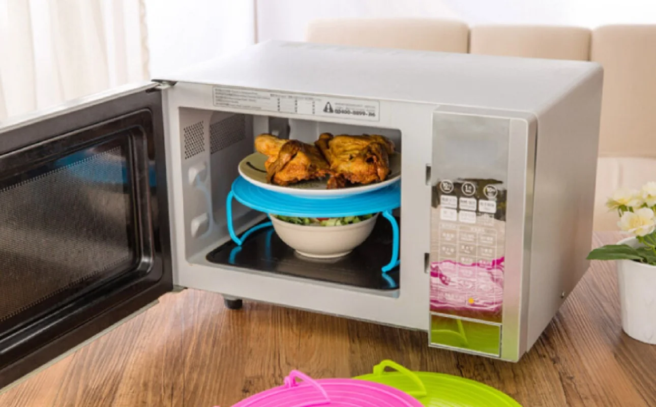 Multifunzione isolato riscaldamento vassoio Rack plastica gadget da cucina forno a microonde cottura a vapore scaffale forno a microonde utensili da