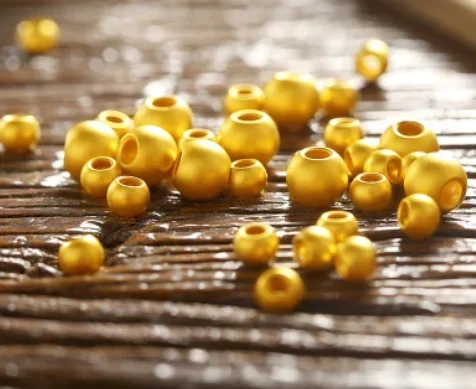 24k pure gold beads 999 real gold jewelry parts gold loose beads satin beads 3mm - 6mm