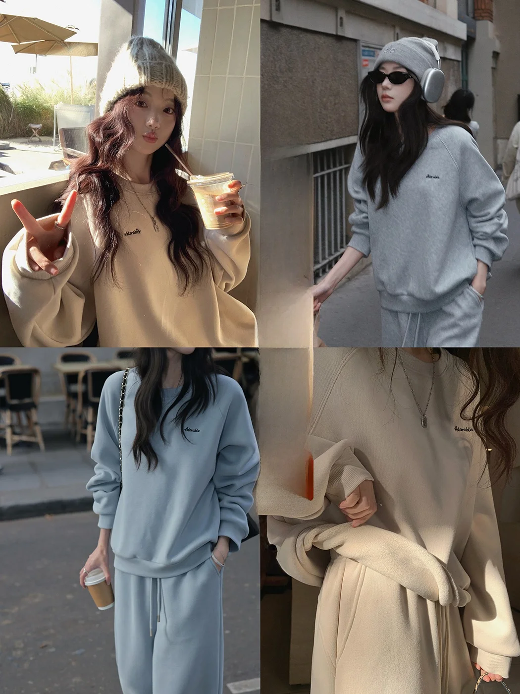 

Ibell Zhang Thiened круглый Ne толстовка с высокой талией, длинные брюки, женский модный комплект, осенне-зимний повседневный двусторонний комплект