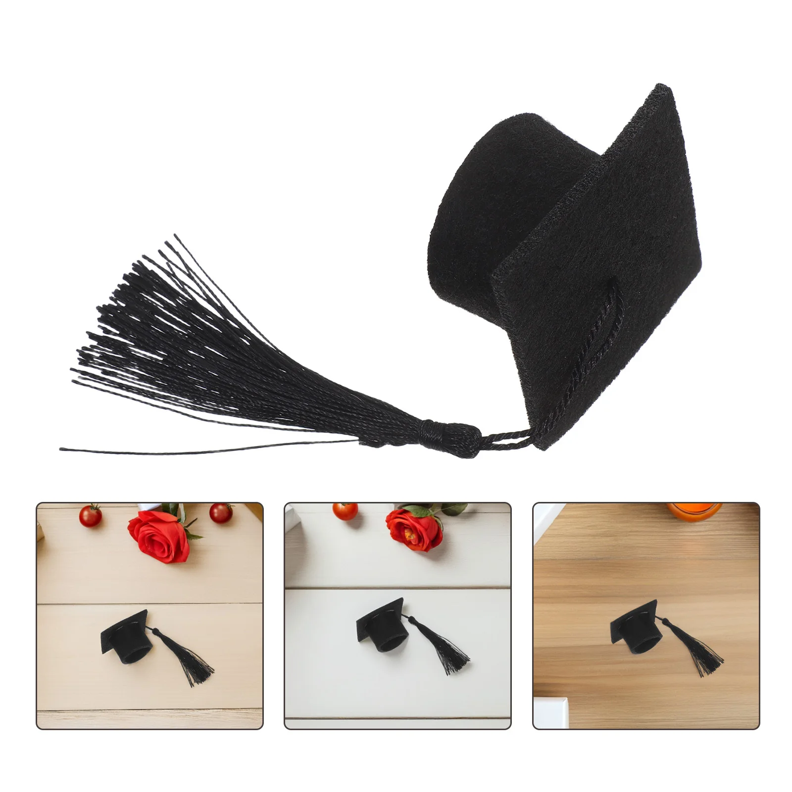 

Очаровательная мини-докториальная шляпа с кисточками, топпер для бутылки вина, черный элегантный рождественский новогодний подарок, идея для друзей и семьи