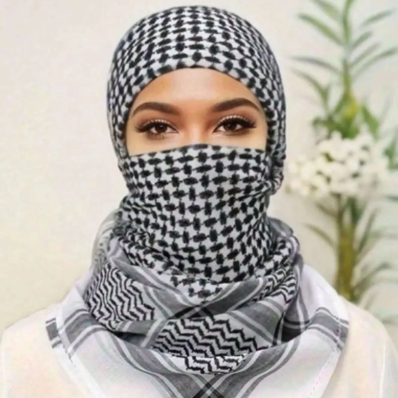 

Hot sale Arab Keffiyeh Shemagh Scarf Cotton Winter Shawl Neck Warmer Cover Head Wrap Windproof Tactical Camping Scarf Men Women