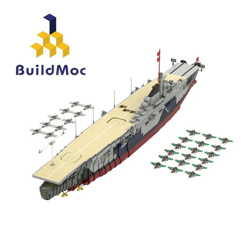 BuildMoc wojskowy Bismarck okręt wojenny zestaw klocków budowlanych Yamato statek bojowy Zeppelin łódź kolekcja wyświetlacz Model cegły zabawka