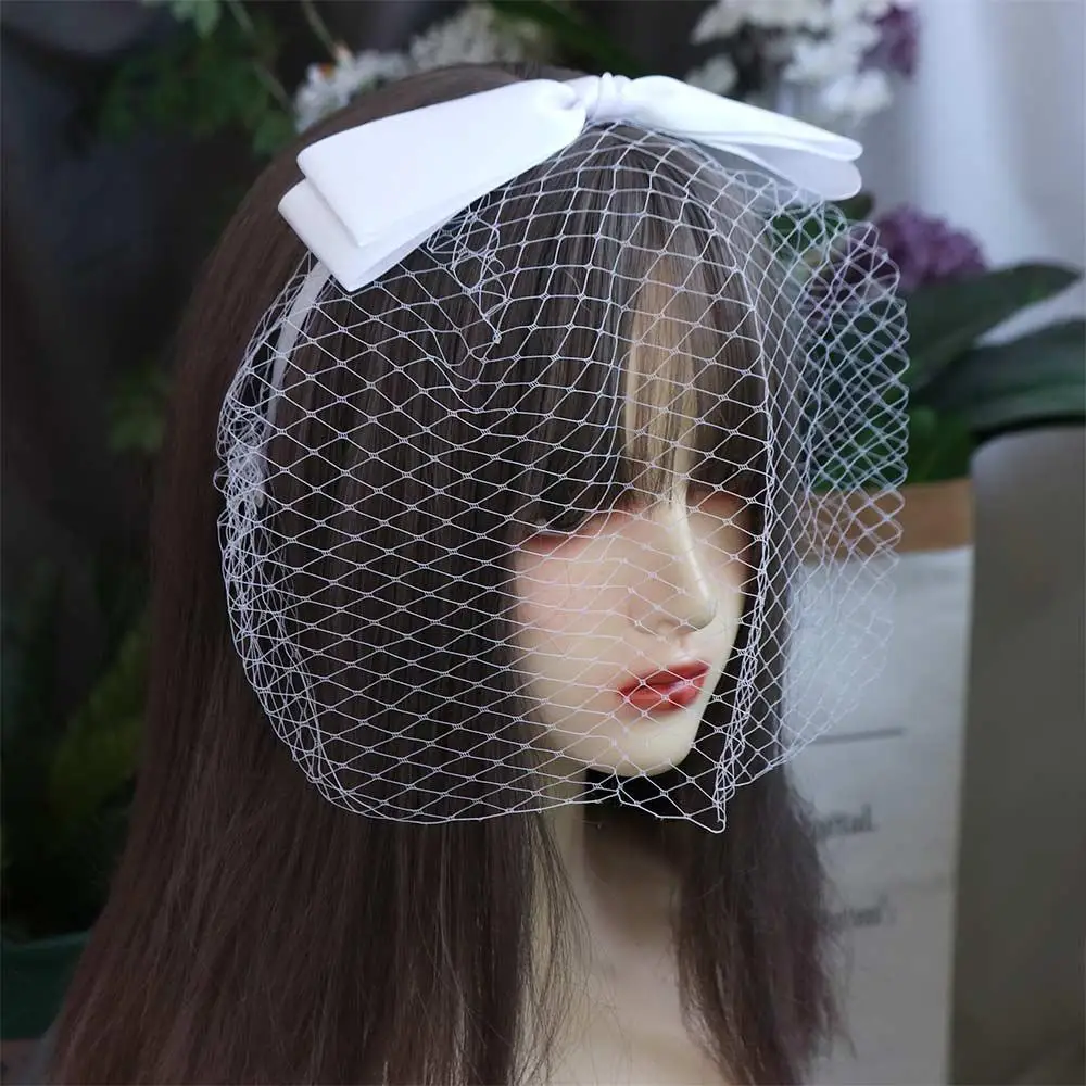 رائعة النمط الفرنسي حجاب العروس أنيقة عقدة من الساتان أغطية الرأس الزفاف الأبيض الجنية الزفاف عقال إكسسوارات الشعر #5