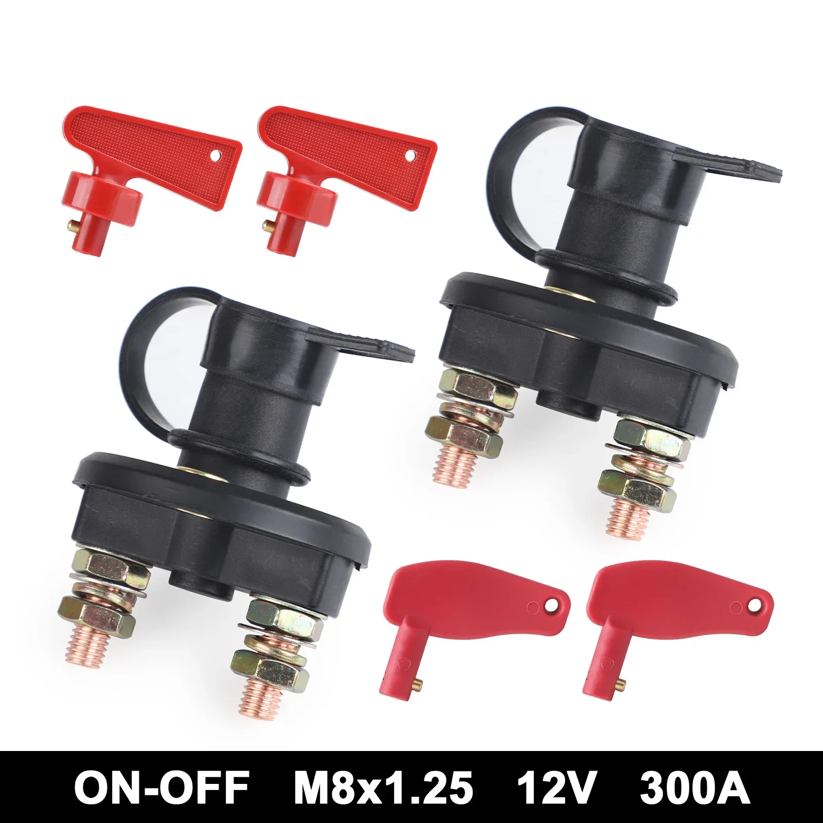 

2PCS 2 Position Battery Isolator Waterproof Disconnect Cut Off Kill Switch With 4 Red Keys For Car RV Truck Marine Boat 12V /24V