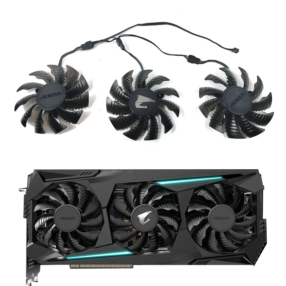 Ventilador de Placa Gráfica Gigabyte Aorus-radeon rx 5700 xt Novo Pla08215s12h 82 Mm™ventilador Refrigerando rx 5700 xt 8g
