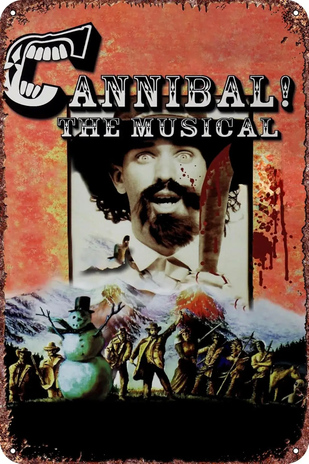 Cannibal! The Musical Movie Poster Retro Funny Metal Tin Sign, Outdoor Home Wall Decoration 8x12inch