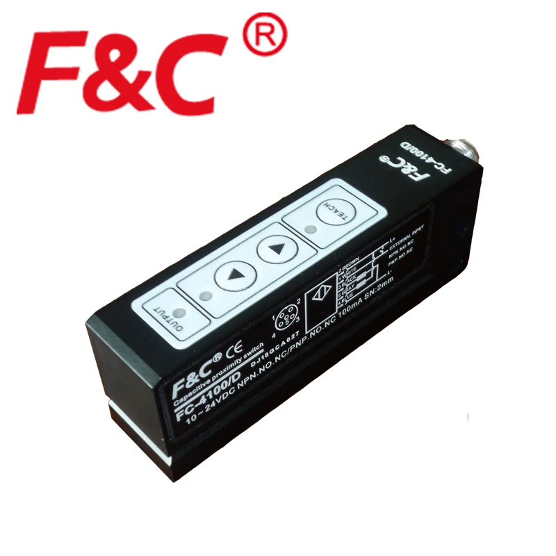 F&C Clear Transparent Forked Sensor, NPN/PNP all in one Capacitive label sensors, paper or any non-metallic label transducer